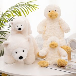 26-50cm relleno suave lindo pato rizado oso Polar juguetes de peluche muñecas encantadoras cómoda almohada Animal para decoración de habitación de bebé regalos