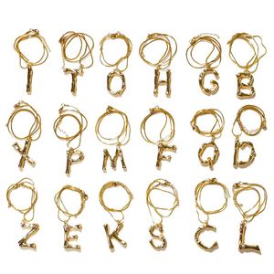 Colliers avec 26 lettres anglaises, bijoux plaqués or, Hyperbole, majuscules, pendentifs de l'alphabet anglais, chaîne serpent de 17 pouces