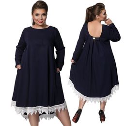 Plus la taille L,6XL 2017 nouvelle robe de taille de la robe des femmes russes, printemps et automne pure mode élégante robe NYC404 sortie d\u0027usine en gros