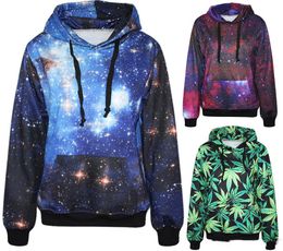 Fashion Pure And Fresh Green Maple Spring Paisley Galaxy Blue Red Men Hoodies With Hat Space Digital Print Sweatshirt