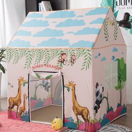 Playhouse for Kids Cartoon Forset Animail Themed Tent Castle Dome Tent Indoor Outdoor Play Toys Tents For Girls Boys Infant House shape