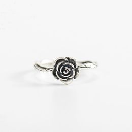 Genuine 925 Sterling Silver Rings Vintage Rose Flower New Arrival Open Adjustable Ring for Women Fine Jewelry Gift Wholesale YMR227
