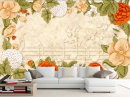 Custom any size photo Modern style music back background wall marble flower wallpapers 3d stereoscopic wallpaper