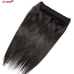 16"-28" One Piece Set 80g 100% Brazilian Remy Flip Human Hair Extensions Fish Line No Clips Natural Straight