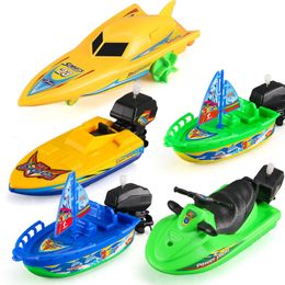 Wholesale Speed Boat Ship Wind Up Float In Water Kids Classic Clockwork Summer Shower Bath Toys 4 Pcs/lot