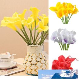 20 pcs lot Artificial Calla Lily Wedding Flower PU Real Touch Bouquet Home Decorative bulbos de callas event party supplies