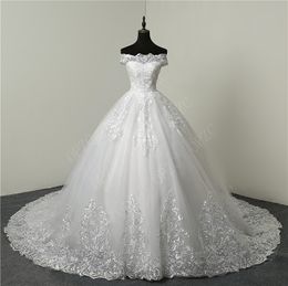 Luxury Lace Embroidery 2020 Wedding Dresses 100cm Long Train Sweetheart Elegant Plus size Vestido De Noiva Bride