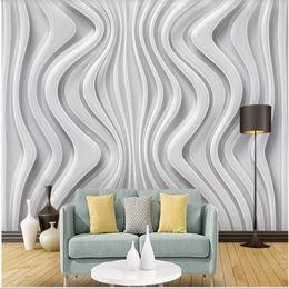 Modern 3d wallpapers art abstract grey lines three-dimensional curve TV background wall modern wallpaper for living room