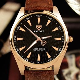 YAZOLE Fashion Men Watch Leather Band Dress Watches Men montre homme Waterproof Quartz Wristwatch reloj hombre