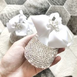 Soft Soled Newborn Princess Baby Girls' 100 Days Pure Handmade 1st Birthday Crystal Bowknot Photo Props First Walker 201130