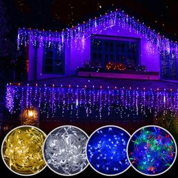 Strings Christmas Lights Curtain String Light Waterfall Outdoor Decoration 5M Droop 0.4-0.6m Fairy Led For Garden Party Holiday