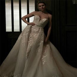 Real Image Mermaid Wedding Dresses With Detachable Train Sweetheart Bling Sequins Appliques Beaded Bridal Gowns Elegant Wedding Dress