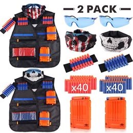 Children Black Tactical Vest Kit Accessories Waist Coat Sets Ammo Holder Elite Pistol Bullets Toy Clip Darts for Nerf Series Kids Toy