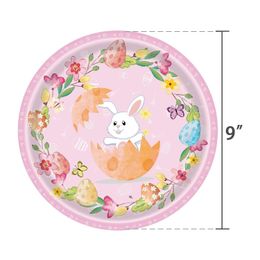 Easter Flag Banner Disposable Cutlery Set Dinner Plate Paper Cup Knife Fork Spoon Party Decoration Happy Easter Letters Bunny RRD13500
