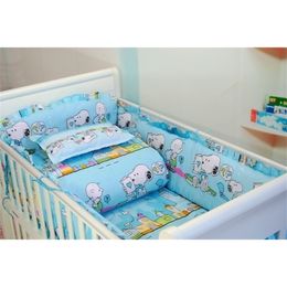 Promotion! Baby Crib Bedding set for girls Cot Set Embroidery Quilt Bumper (bumper+duvet+matress+pillow) LJ201105