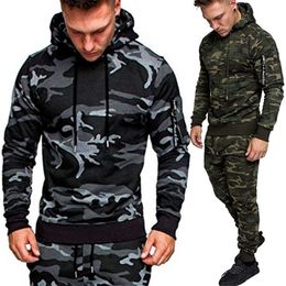 Sports Fashion Men's Hoodies Suits Camouflage Clothing Style Jacket Outdoor Tracksuit Sets/Pants/Tops 211220