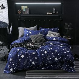 Star Owl Plaids 4pcs Bed Cover Set Cartoon Duvet Cover Adult Kids Boys Bed Sheets And Pillowcases Comforter Bedding Set 61001 201021