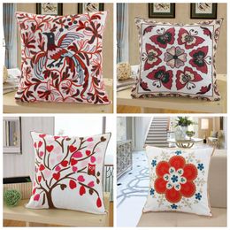 Pillowcase Cotton Embroidery Owl Pattern Cover Cushion Cover Square Decorative Pillowcase For Sofa Bed Car Throw Pillow Case SEA FFC5237