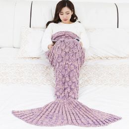 Super Soft Knitted Mermaid Tail Blanket Crochet Handmade All Seasons Sleeping Bag for Kids Adult Best Birthday Christmas Gift 201128