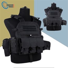Black Color 600D Nylon Molle Tactical Vest Body armor Hunting plate Carrier Airsoft 094K M4 Pouch Combat Gear Multicam 201214