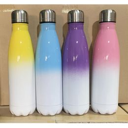 500ml Sublimation Blanks Tumblers Stainless Steel Vacuum Flask DIY Photo Colorful Water Cup 5 Color XD24485