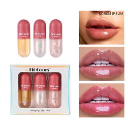 Crystal Jelly Clear Lip Gloss Capsule Lip Plumper Oil Set Shiny Moisturizing Women Makeup Lip Tint Suit