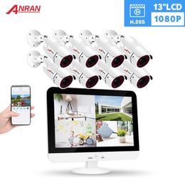 Anran 13-дюймовый 8CH DVR Видеонаблюдение Система видеонаблюдения AHD Система камеры Аналоговая HD Безопасность Комплект камеры на открытом воздухе 1080P IR Night Vision1