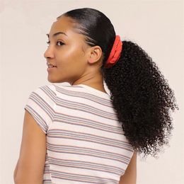 Hot Sell Kinky Curly Ponytail For Women Natural Dark Brown 140g Remy Hair One Piece Clip In 100% Peruvian Human Hair