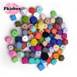 50Pcs Food Silicone Beads Hexagon 17mm Diy Baby Chew Necklace Bpa Free Nursing Jewellery Silicona Bead Teething Infant Toys 211106