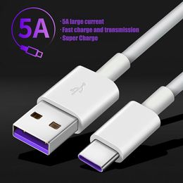 Super Fast Charge USB Type C Cable For Samsung S20 S9 S8 Xiaomi Huawei P30 Pro Mobile Phone Charging Wire White Blcak Cable