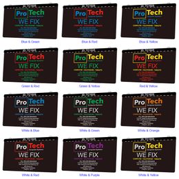 TC1025 Pro Tech Computer Systems We Fix Cellphones Tablets Light Sign Dual Color 3D Engraving