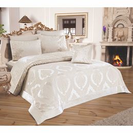 Luxury Bedding Set Embroidery Satin Bed Linen Cotton Bedspread Coverlet Blanket Jacquarted Bedclothes Cover Pillowcase 6pcs 210615