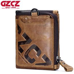 Genuine Leather Men Wallet Fashion Coin Purse Card Small Men Male Clutch Zipper Clamp For Money
