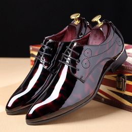 Fashion Italian Design Leather Dress Shoes Pointed Toe Oxford Business Attire Men Shoes Plus Size 38-48