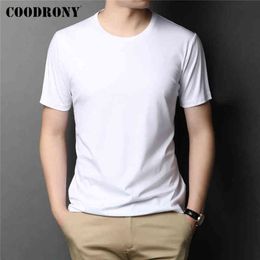 COODRONY Brand High Quality Summer Cool Cotton Tee Top Classic Pure Colour Casual O-Neck Short Sleeve T Shirt Men Clothing C5202S G1222