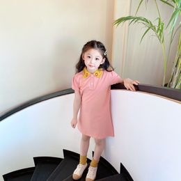 2021 frete grátis bebê menina vestido meninas verão manga curta polo vestido para 2-12 anos crianças cute doce roupas menina