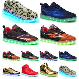 Casual luminous shoes mens womens big size 36-46 eur fashion Breathable comfortable black white green red pink bule orange two 206WWB