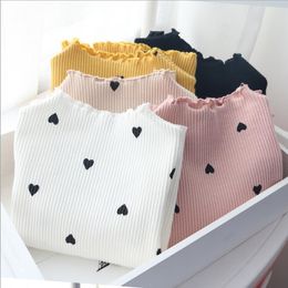 Baby Girls Clothes Love Heart Toddler Girl Bottoming Shirt Long Sleeve Children T Shirts Winter Baby Clothing 5 Colors DW4869