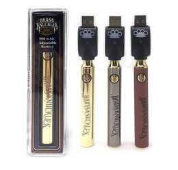 Brass Knuckles Battery 650mAh 900mAh Gold Wood Slivery Preheat Adjustable Voltage Vape Pen BK 510 Thread Cartridge law