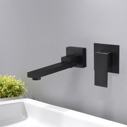 Wash Basin Bathroom Faucet Hot And Cold Water Wall Mount Mixer Sink Tap Swivel Spout Bath With Modern Single Lever Handle