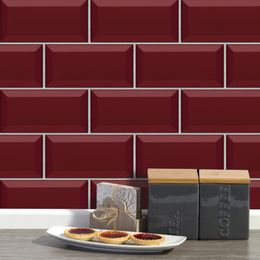 Wallpapers Ruby Red Terrazzo Wall Stickers Retro Oil-proof Waterproof Tile Sticker For Kitchen Bathroom Ground House Decoration