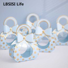 LBSISI Life 20pcs Wedding Candy Paper Handle Box With Windows Chocolate Packing Birthday Graduation Party Favor Gift Decoration 210724