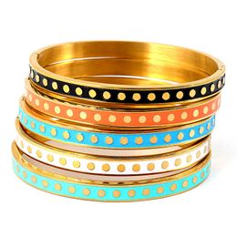 Luxury Brand Blue Enamel Bangles & Bracelets for Women Roman Letter Sliver Gold Bangles Stainless Steel Pulseiras Jewelry Q0719