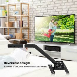 180Degree Adjustable TV Antenna Accessory Aerial Bracket J-Pole Universal Outdoor TVs Antennas Mounting Pole Support Brackets Black