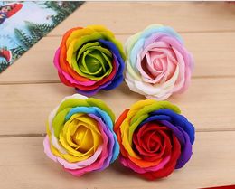 Rainbow 7 Colourful Rose Soaps Flower Packed Wedding Supplies Gifts Event Party Goods Favour bathroom accessories soap flower artificial SR11