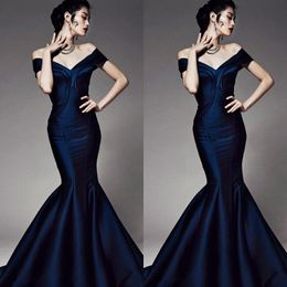 est elegante hombro Off sirena trompeta corsé Prom Vestidos de noche formal Longitud Vestidos Zuhair Murad sin respaldo Suelo Tafetán Fiesta Vestidos