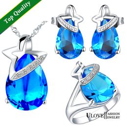 Blue water wedding rings