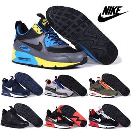 2016 Mens Brown Walking Shoes Nike Men Running Shoes Air Max 90 Winter Sneakerboot Cheap 100. 50