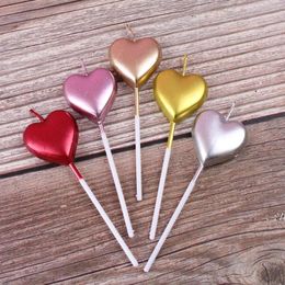 Cake Decoration Candle Cakes Pick Ornament Love Stars Shape Candles for Valentine's Day Birthday Party Supplies Golden LLD11937