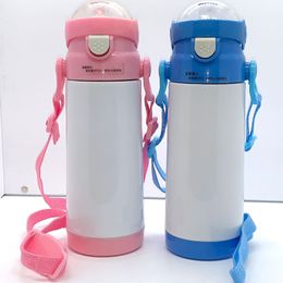 350/500ml Kids Sublimation blanks Tumblers 304 MDF Children Straw Cup DIY Photo Thermos Cups By sea XD24800